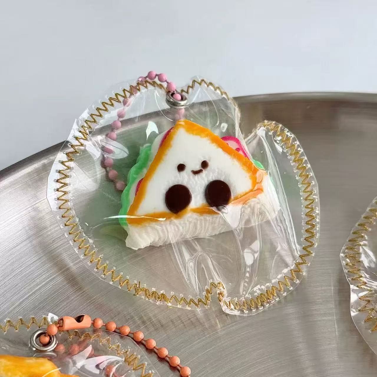 Kawaii Toast Squishy Keychain Cute Bread Slice Stress Toy